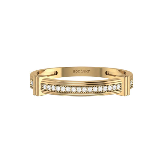 Gold bracelet with embedded diamonds on a white background