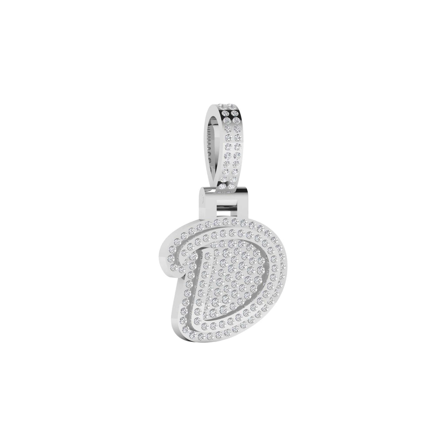Silver pendant with clear stones on a white background