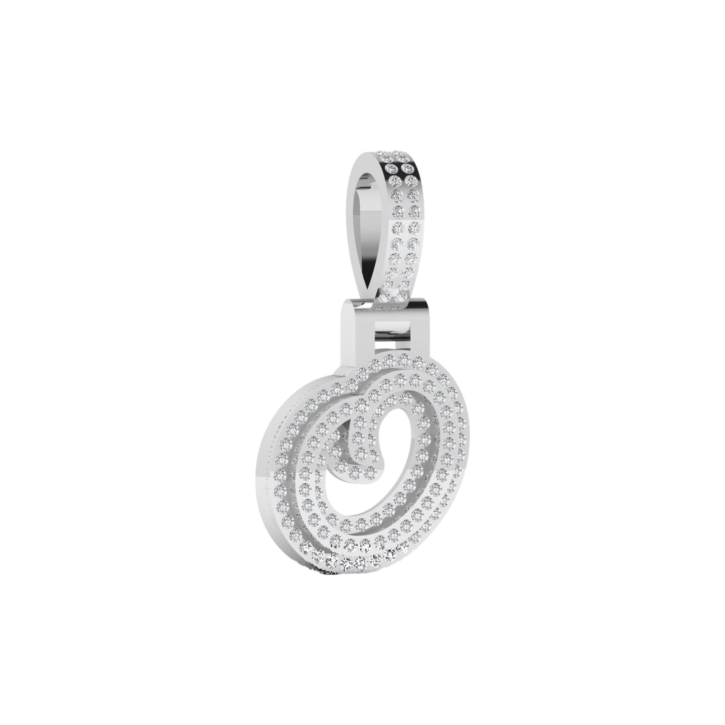 Silver pendant with clear stones on a white background