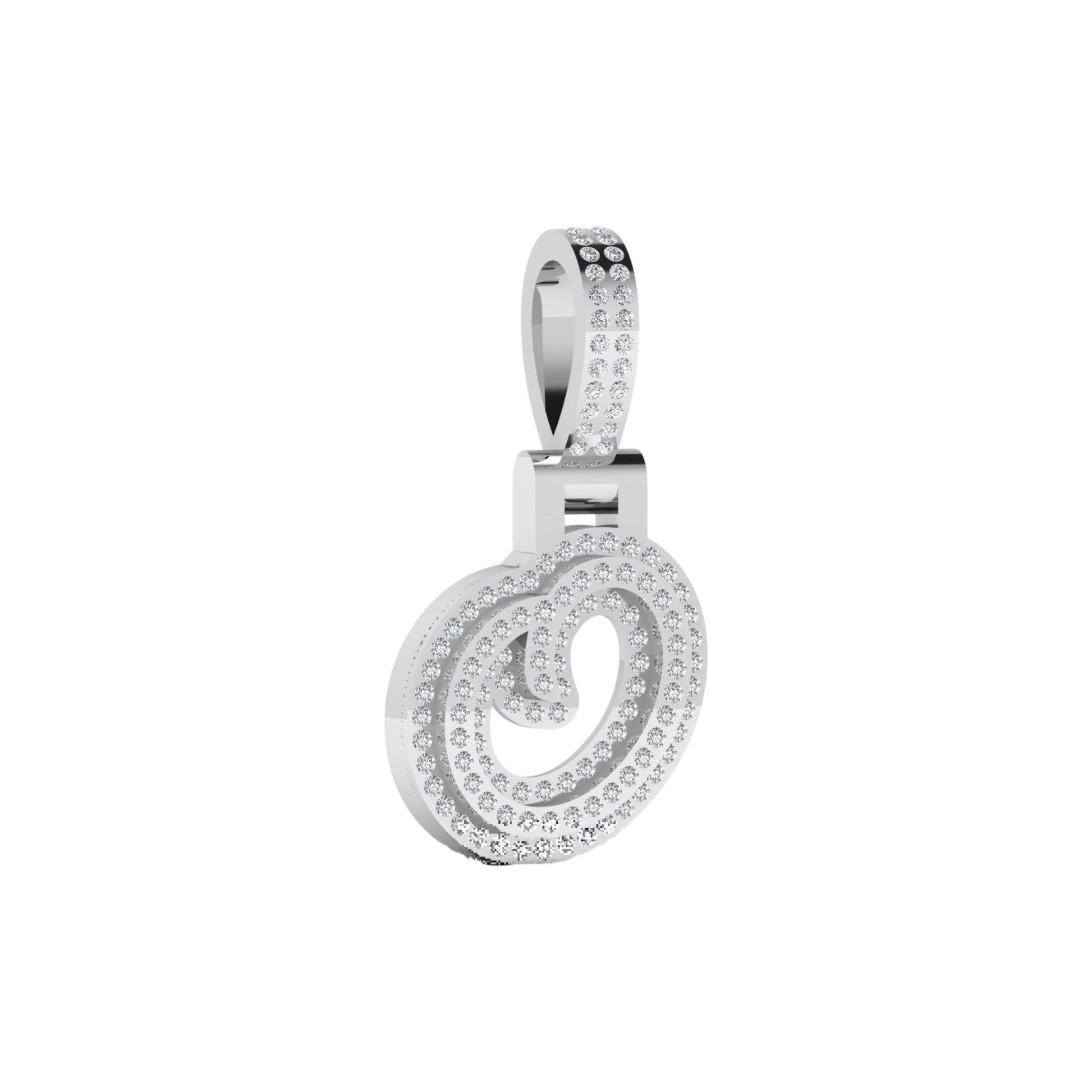 Silver pendant with clear stones on a white background