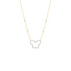 Butterfly-shaped pendant on a gold chain against a white background