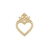 Gold heart-shaped pendant with a crown design on a white background