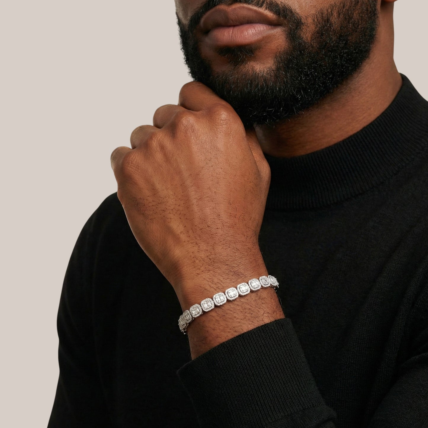 Cushion and Baguette Cut Lab Grown Diamond Bracelet in 18KT Gold