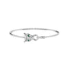 Silver bracelet with a cat-shaped clasp on a white background