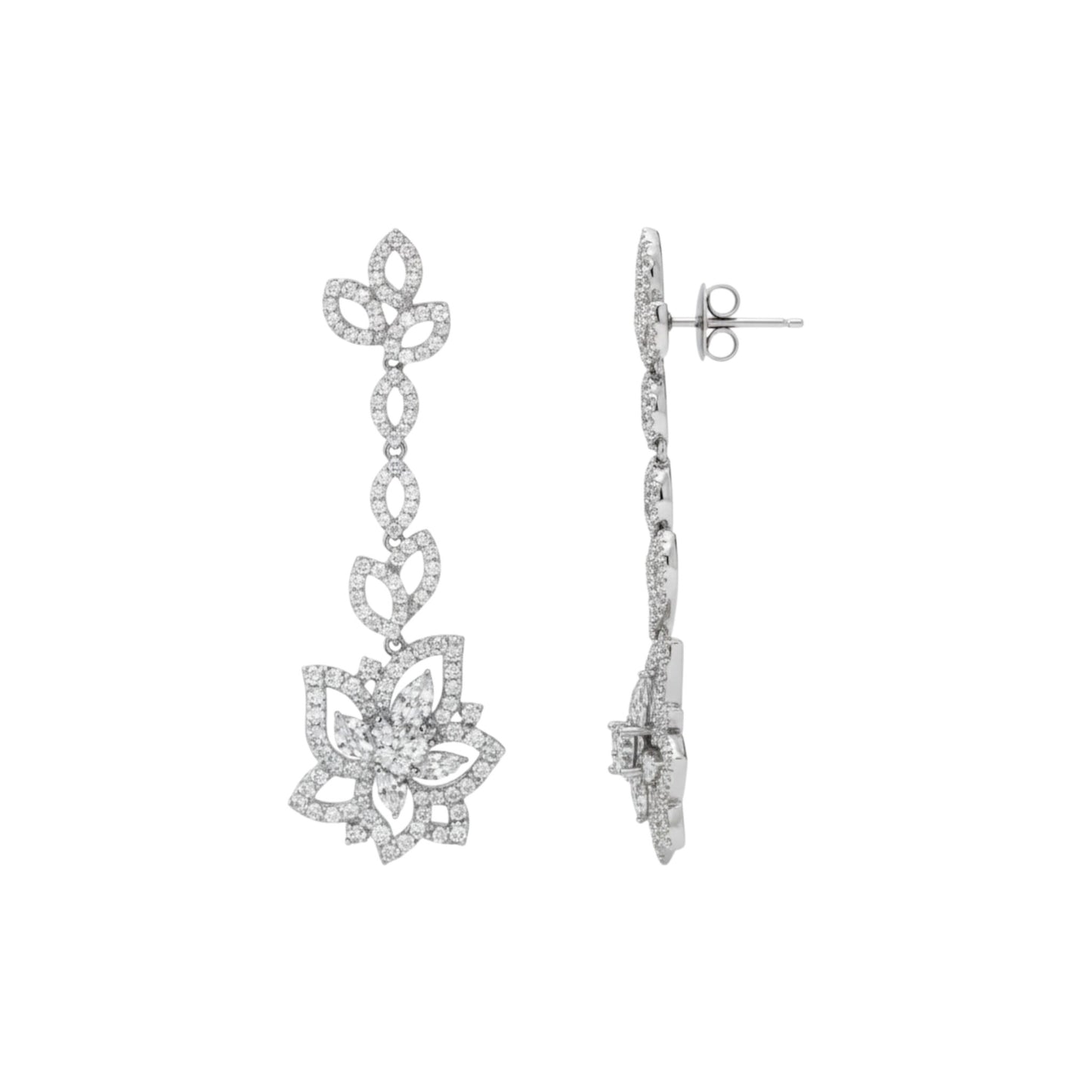Diamond earrings on a white background