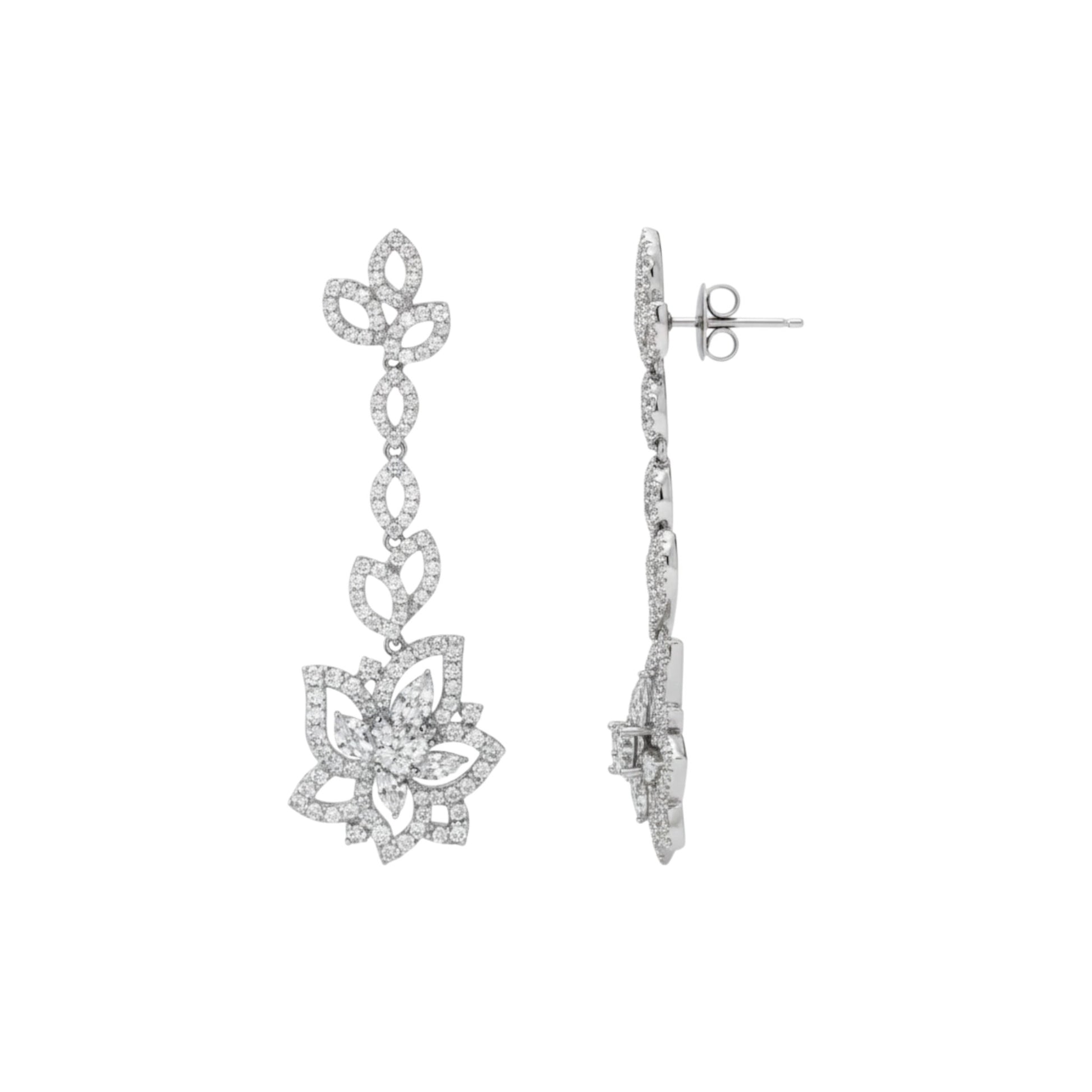Diamond earrings on a white background