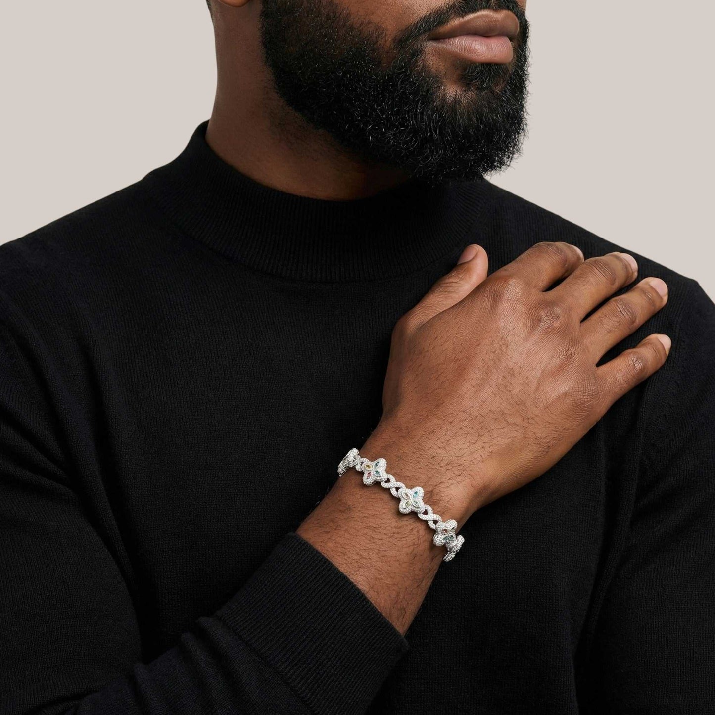 Infinity Clover Link Moissanite Bracelet in 925 Sterling Silver