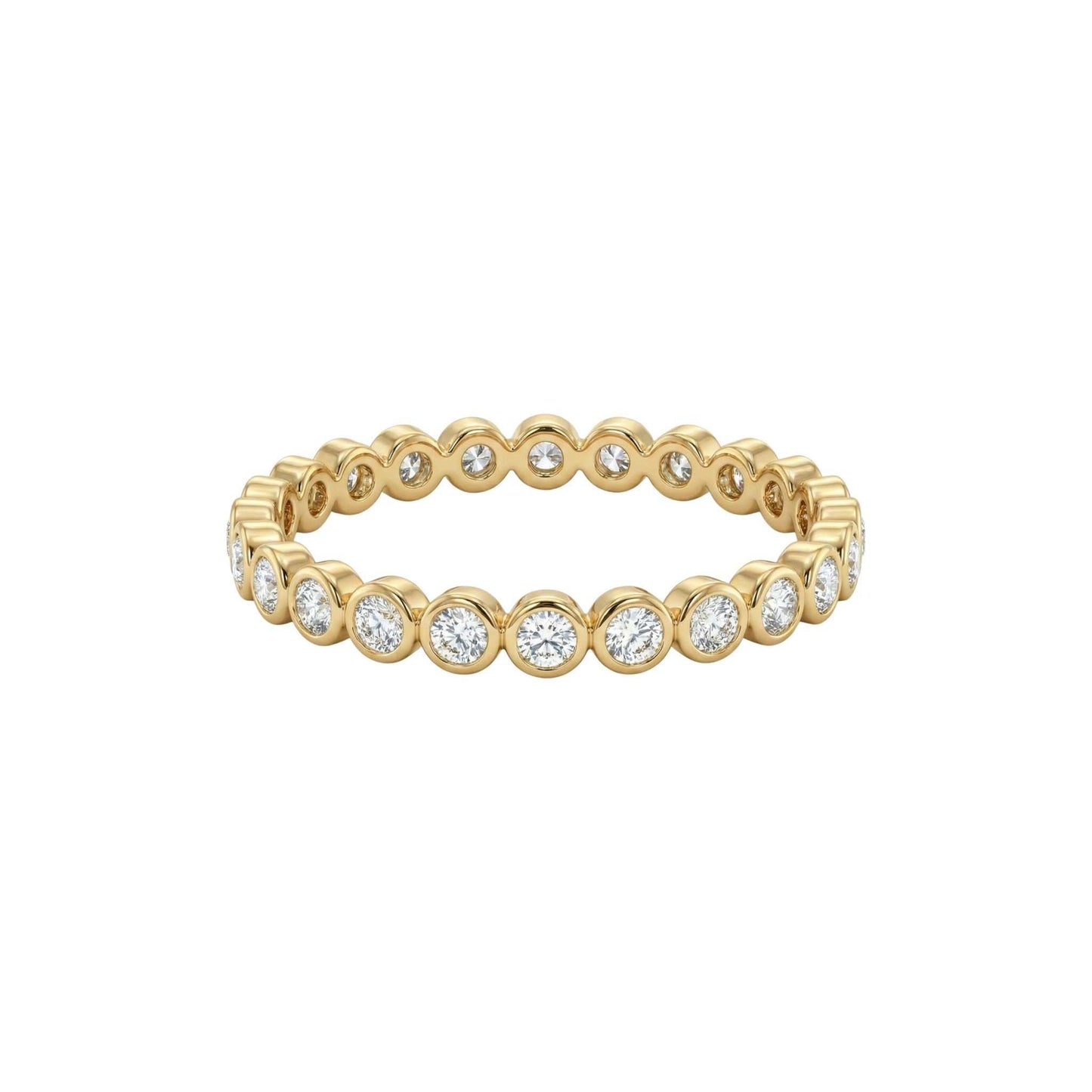 Freda Diamond Wedding Band 18KT gold with continuous bezel-set natural diamonds