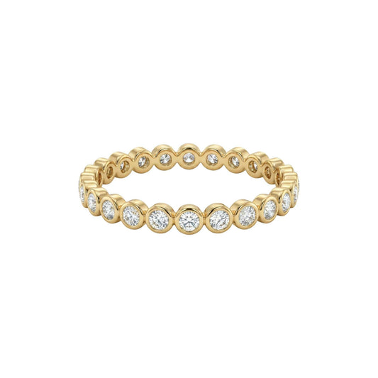 Freda Diamond Wedding Band 18KT gold with continuous bezel-set natural diamonds