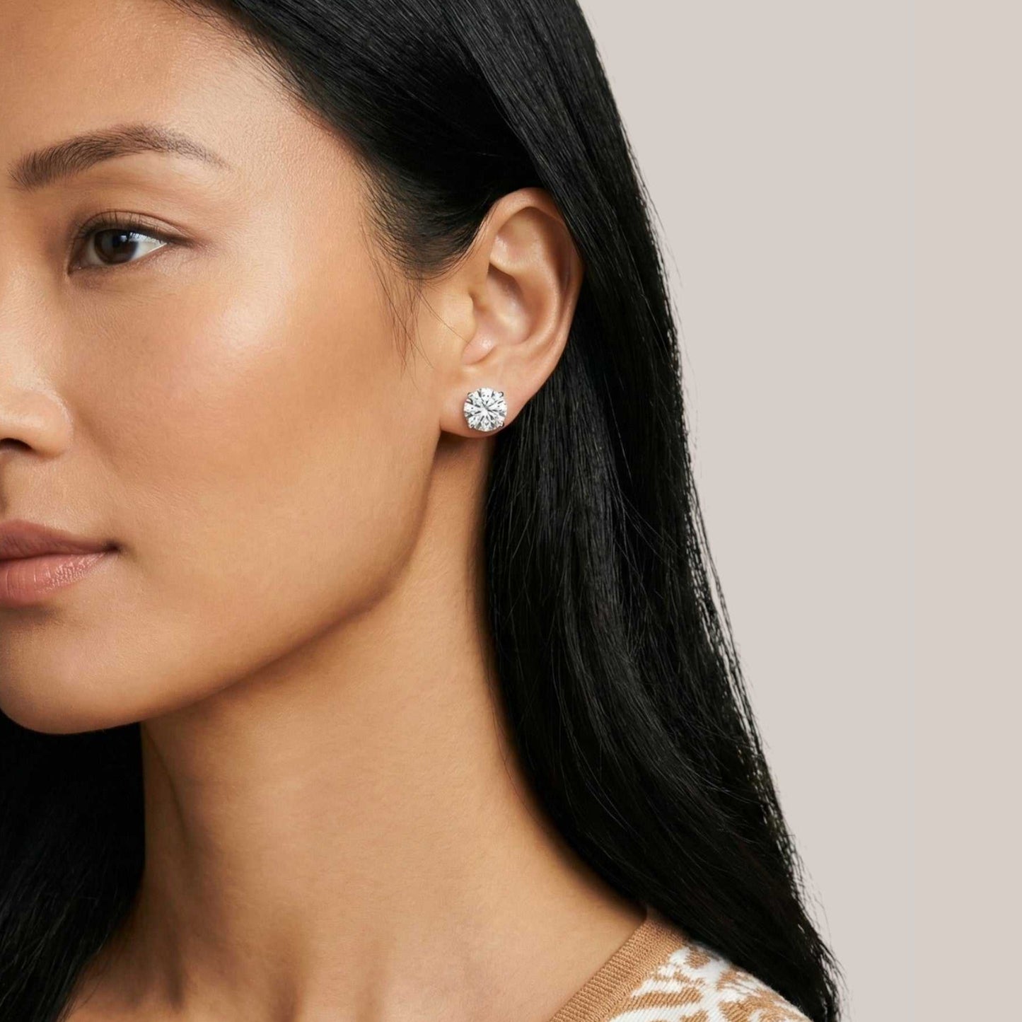 ICT Solitaire Lab Grown Diamond Studs in 18KT Gold