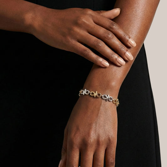 Infinie Tri Tone Link Bracelet in 18KT Gold