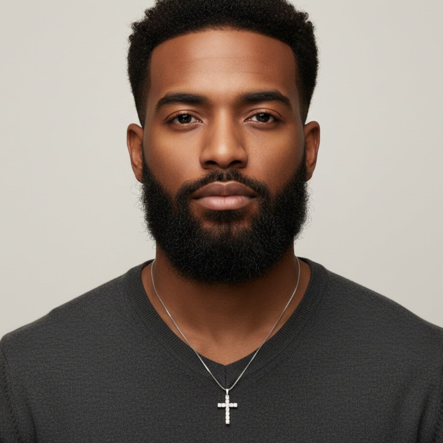 Island Moissanite Cross Pendant in 925 Sterling Silver