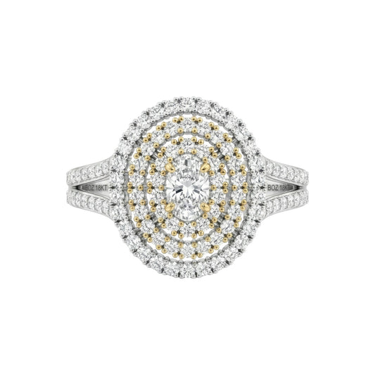Diamond ring with two-tone design on a white background