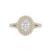 Kylie Oval Cut Moissanite engagement ring with diamond halo and pavé 18KT gold band