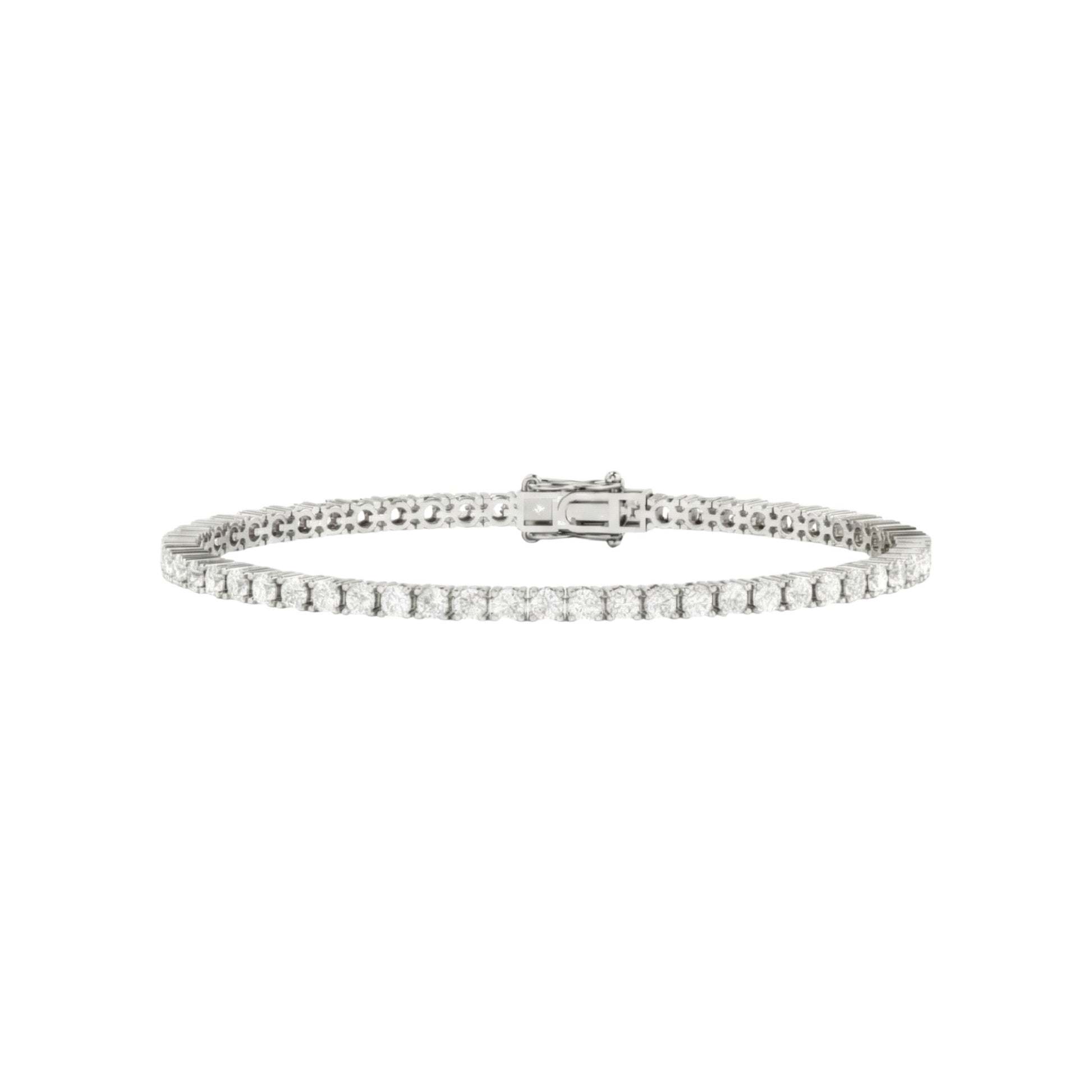 Silver bracelet with clear stones on a white background