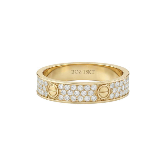 Love Inspired 6mm Natural Diamond Band in 18KT Gold with round brilliant diamonds and modern design