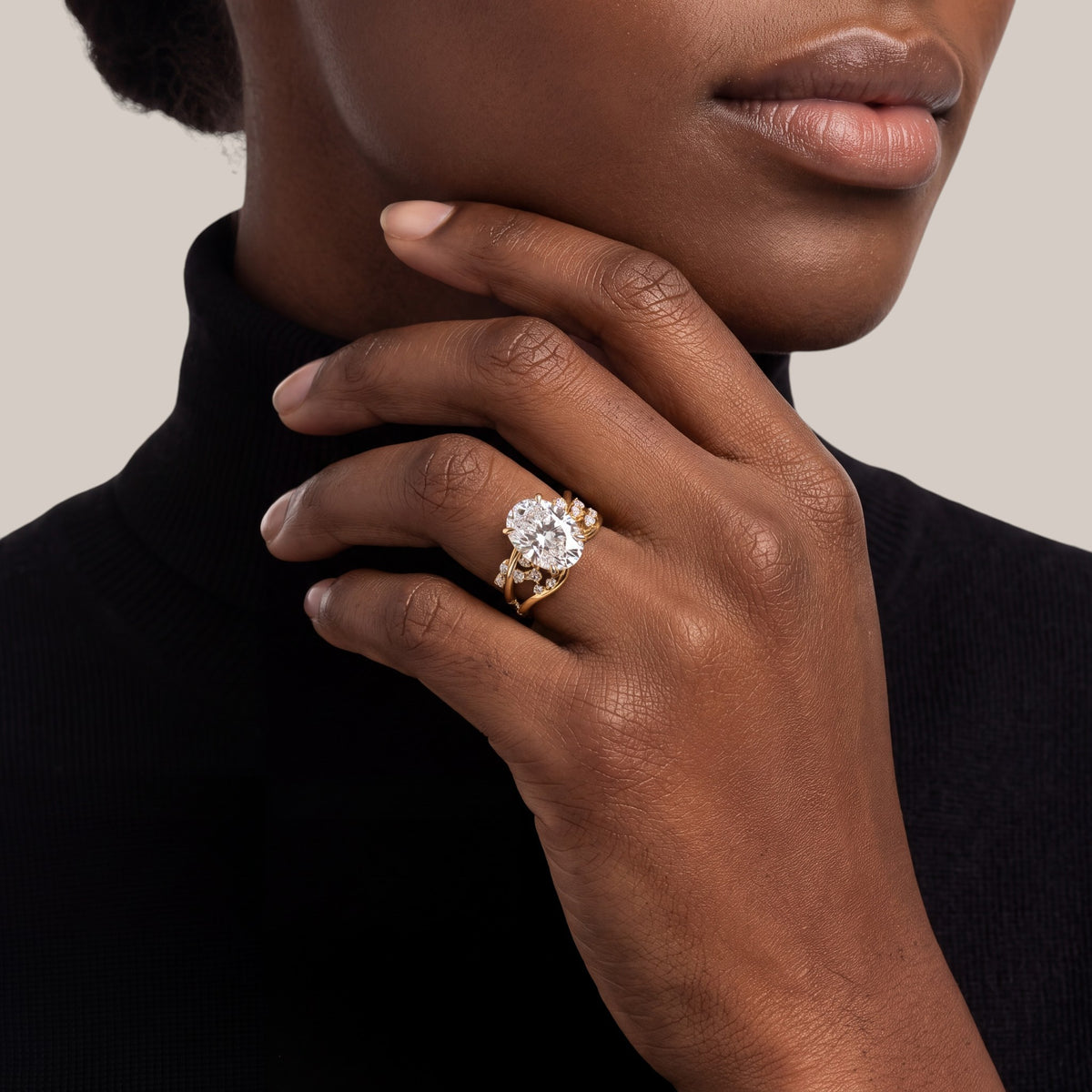 Lumora Vine Oval Cut Moissanite Bride Set in 18KT Gold