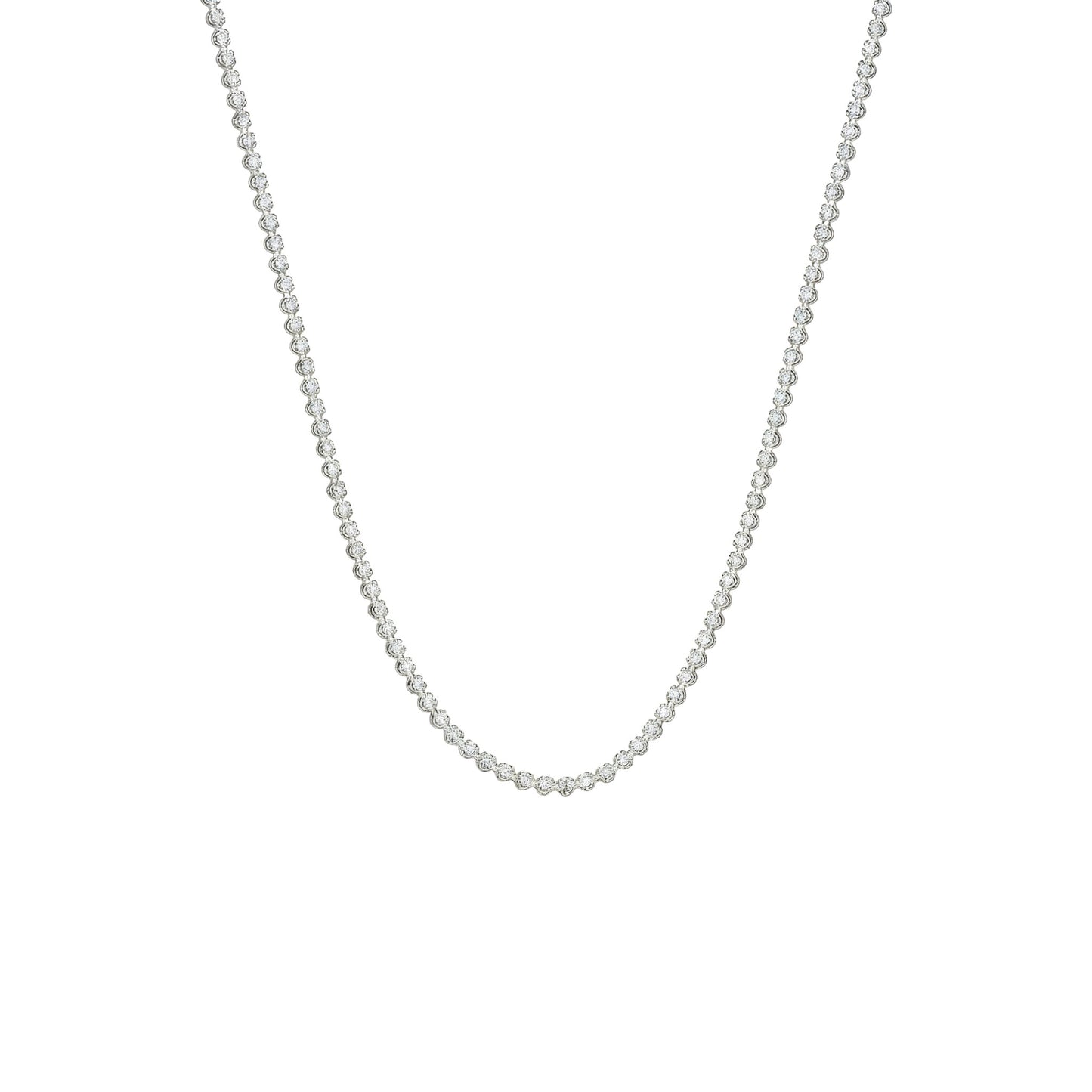 Silver chain necklace on a white background