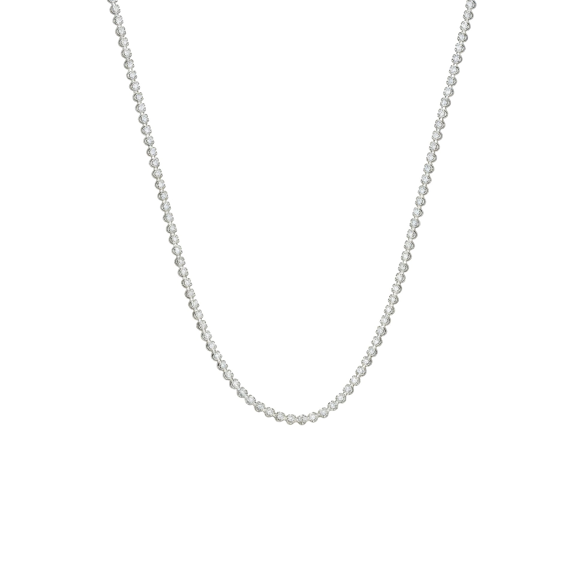 Silver chain necklace on a white background