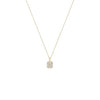 Gold necklace with a diamond pendant on a white background