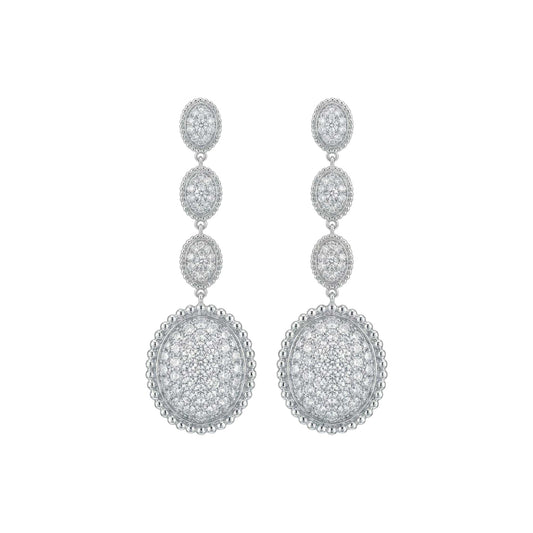 Meena Moissanite Triple Drop Earrings in 925 Sterling Silver