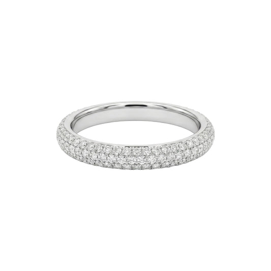 Silver ring with small stones on a white background