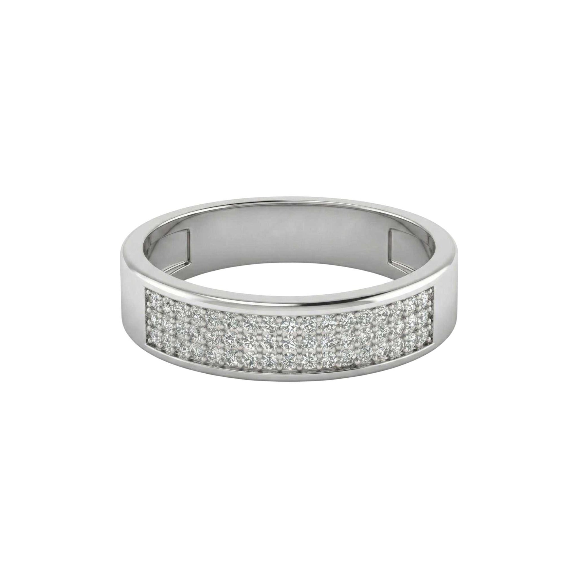 Omoni Pave Natural Diamond Band in 18KT gold with rectangular pavé diamond design