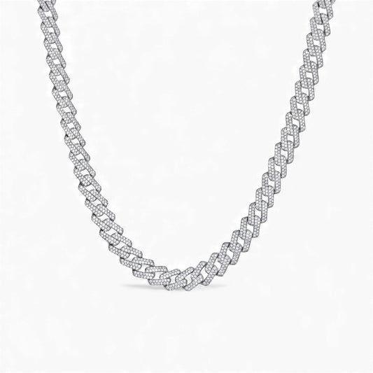 Silver chain necklace on a white background