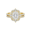 Quinn 2.0 CZ Bridal Set with cushion-cut cubic zirconia in 10KT gold ring and matching pavé band