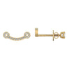 Gold earring with clear stones on a white background