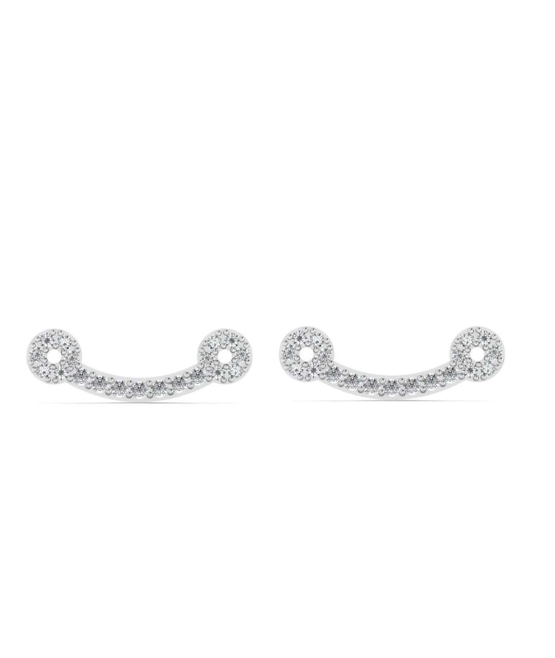 Smile Diamond Studs in 18K gold with radiant natural diamonds and elegant curved design
