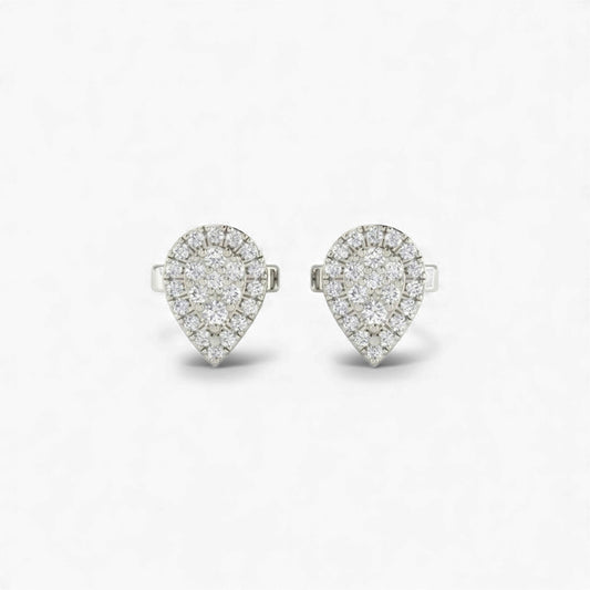 Pair of diamond earrings on a white background