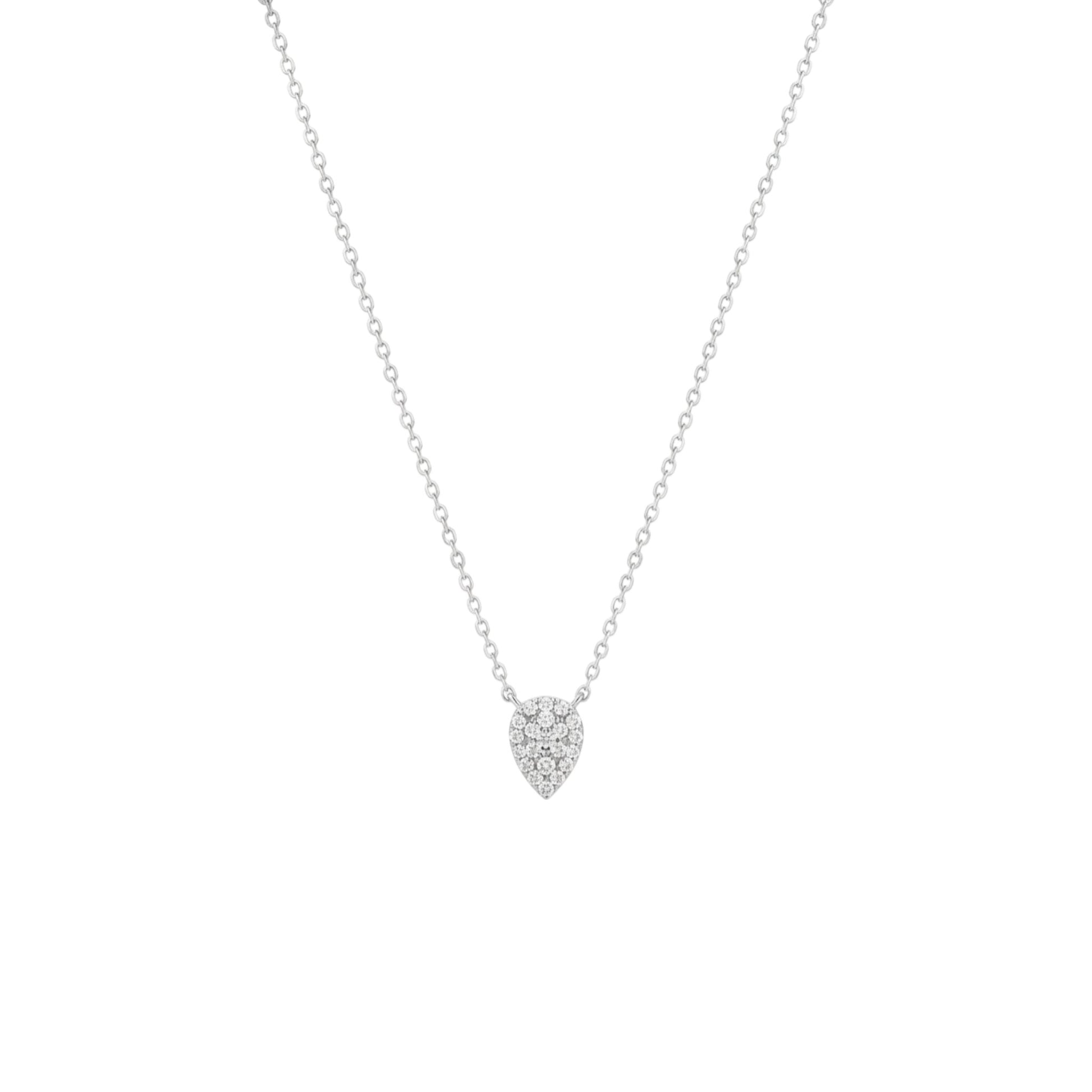 Delicate silver necklace with a heart-shaped pendant on a white background