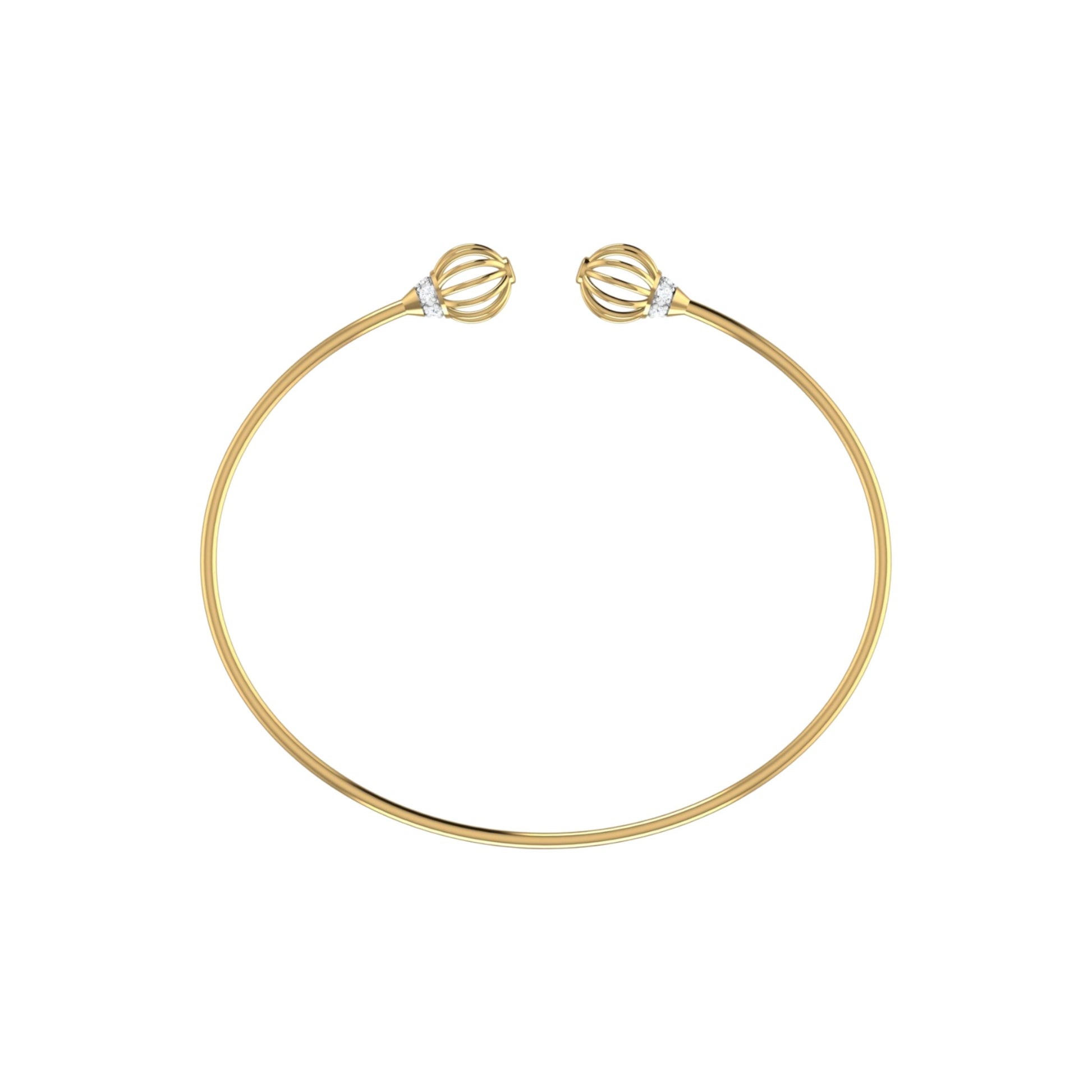 Gold bracelet with intricate design on a white background