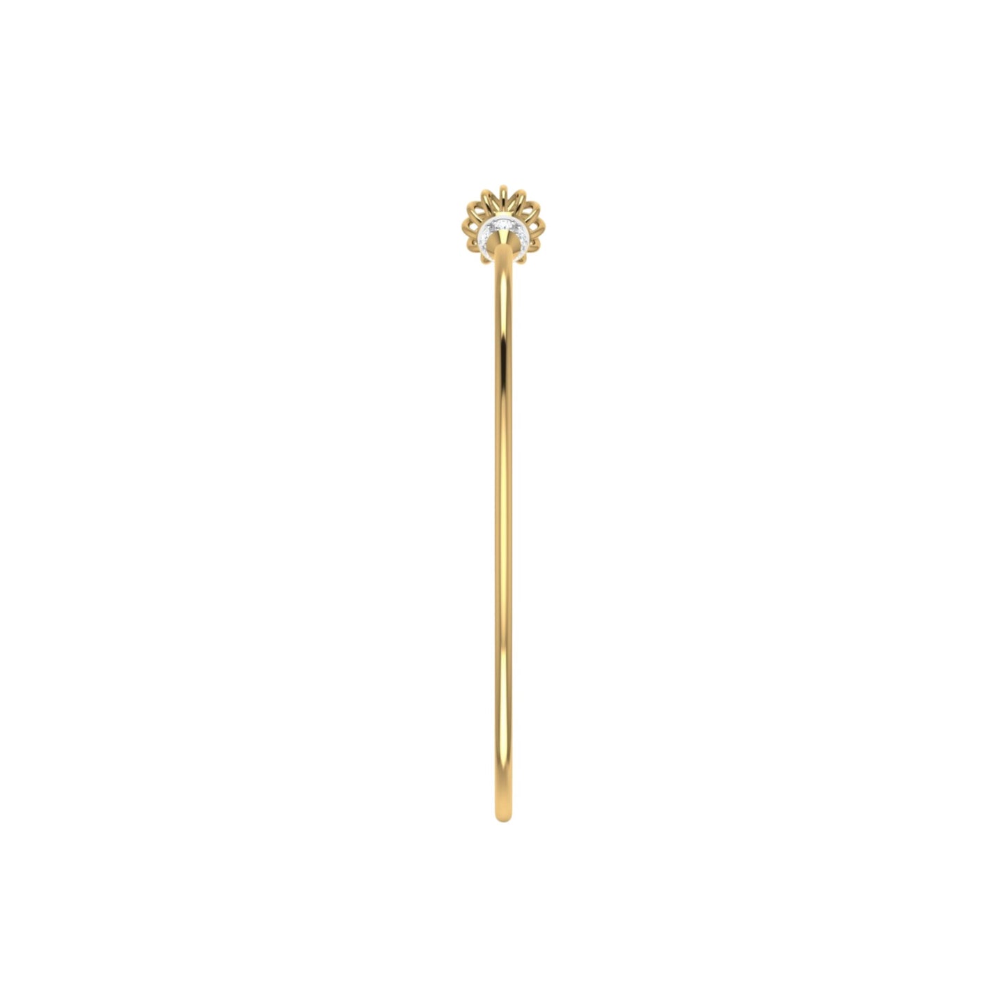 Gold hair stick with decorative top on a white background