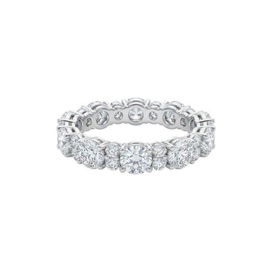 Cluster Eternity Moissanite Band in 925 sterling silver with continuous moissanite clusters for bold sparkle and timeless elegance