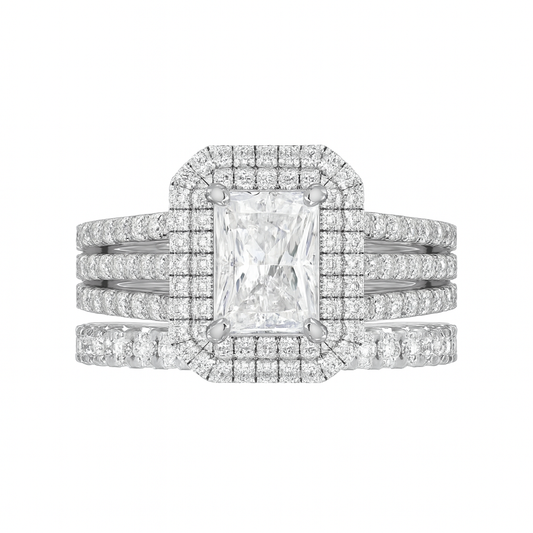 Diamond ring set on a white background