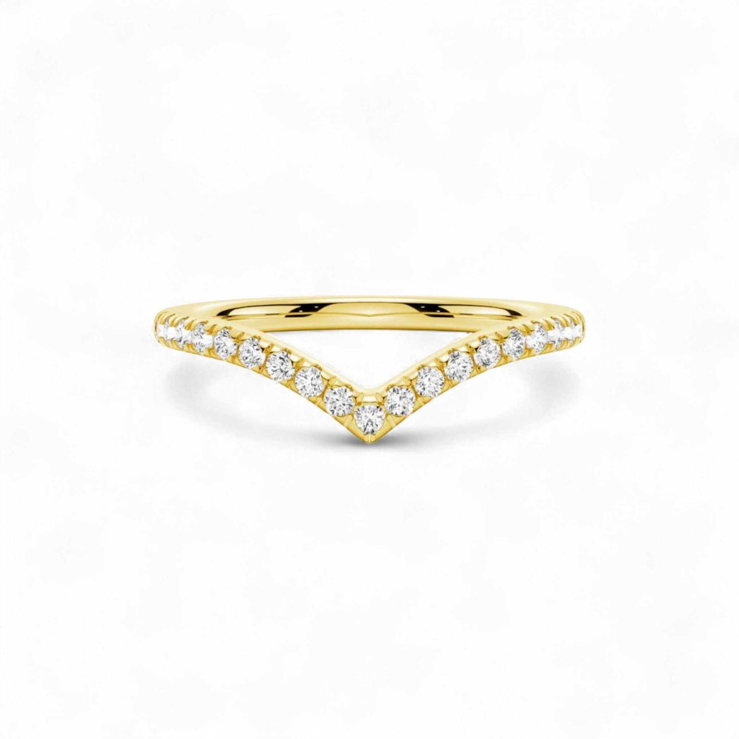 Wishbone Curve CZ Band in 10KT Gold
