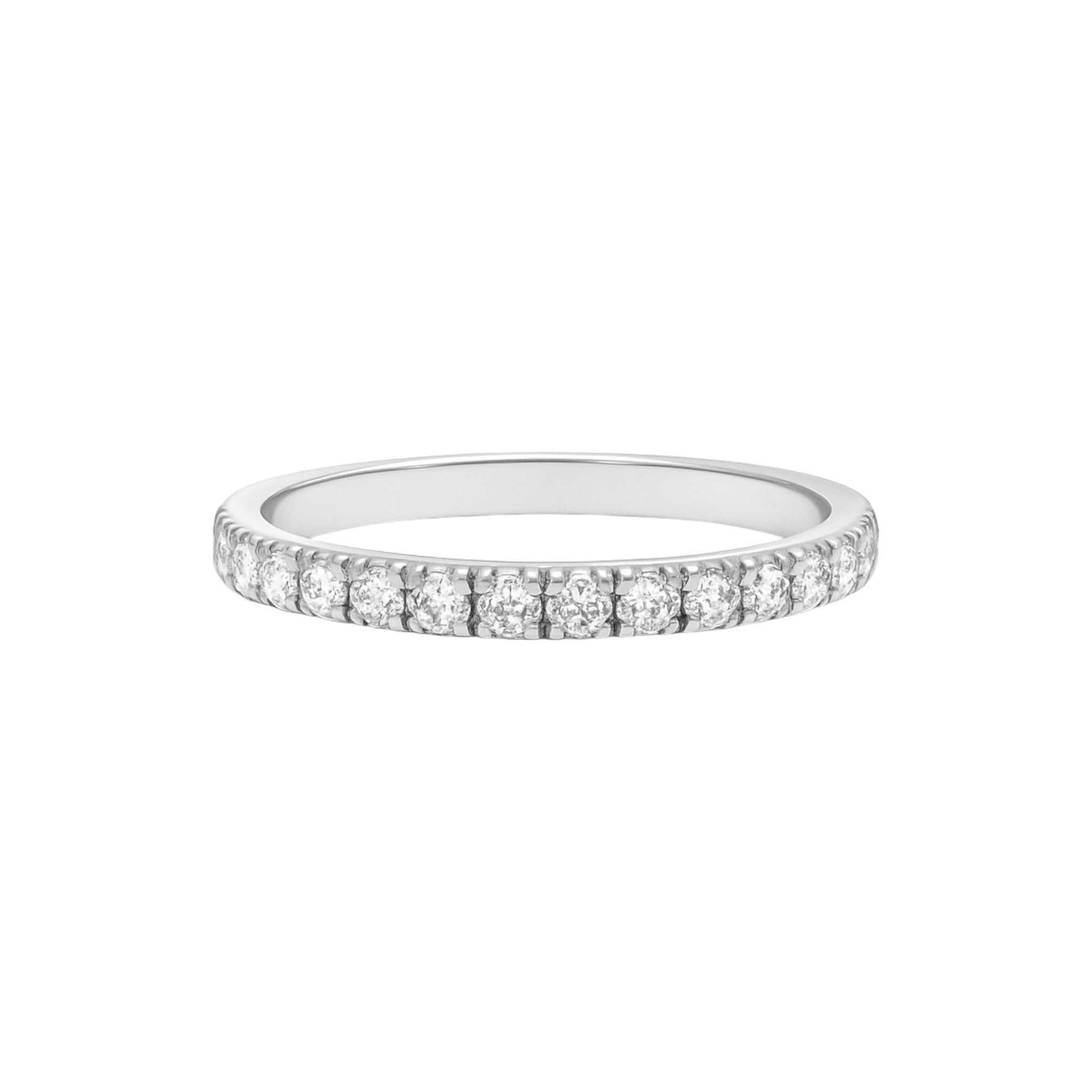 2MM Pave Moissanite Band in 925 sterling silver with continuous VVS1 D moissanite stones for elegant sparkle