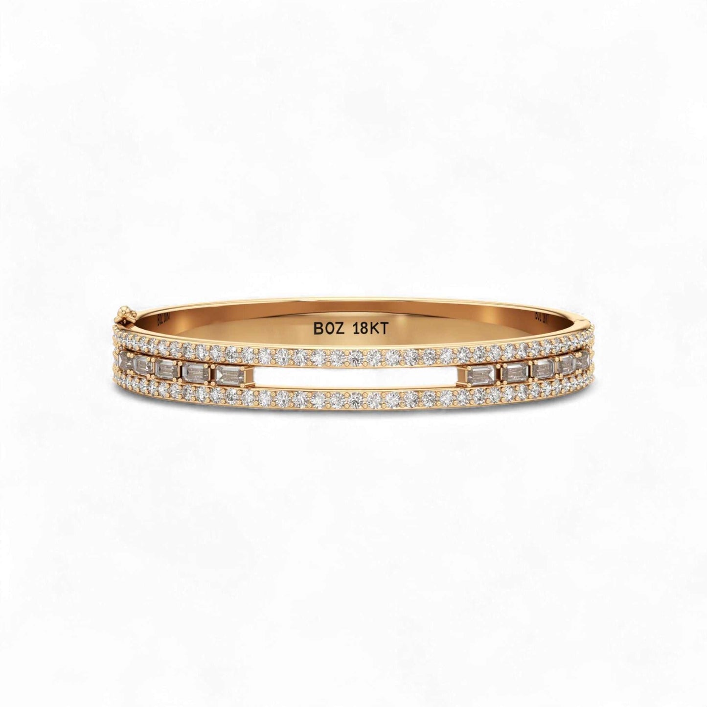 Aeris Diamond Bracelet in 18KT gold with double-row round and baguette diamonds totaling 3.7ct