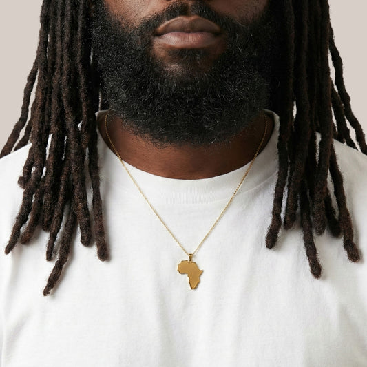 African Map Necklace in 18KT Gold