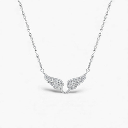 Angel Wings Natural Diamond Pendant Necklace in 18KT Gold