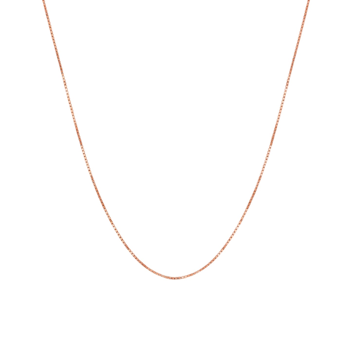 Rose gold chain on a white background