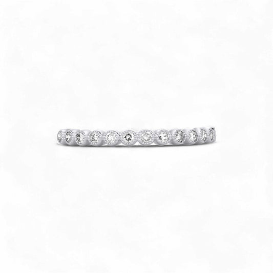 Bezel Eternity CZ Band in 925 sterling silver with round-cut bezel-set cubic zirconia stones, elegant and durable design