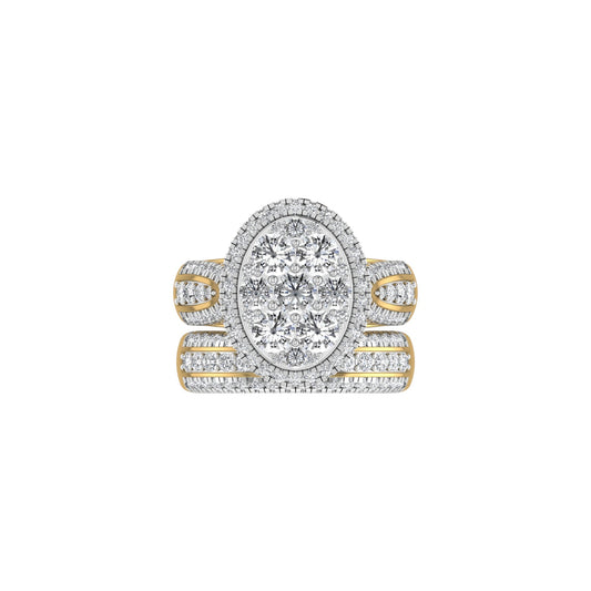 Amanda Oval Cut Natural Diamonds Bride Set in 18K Gold