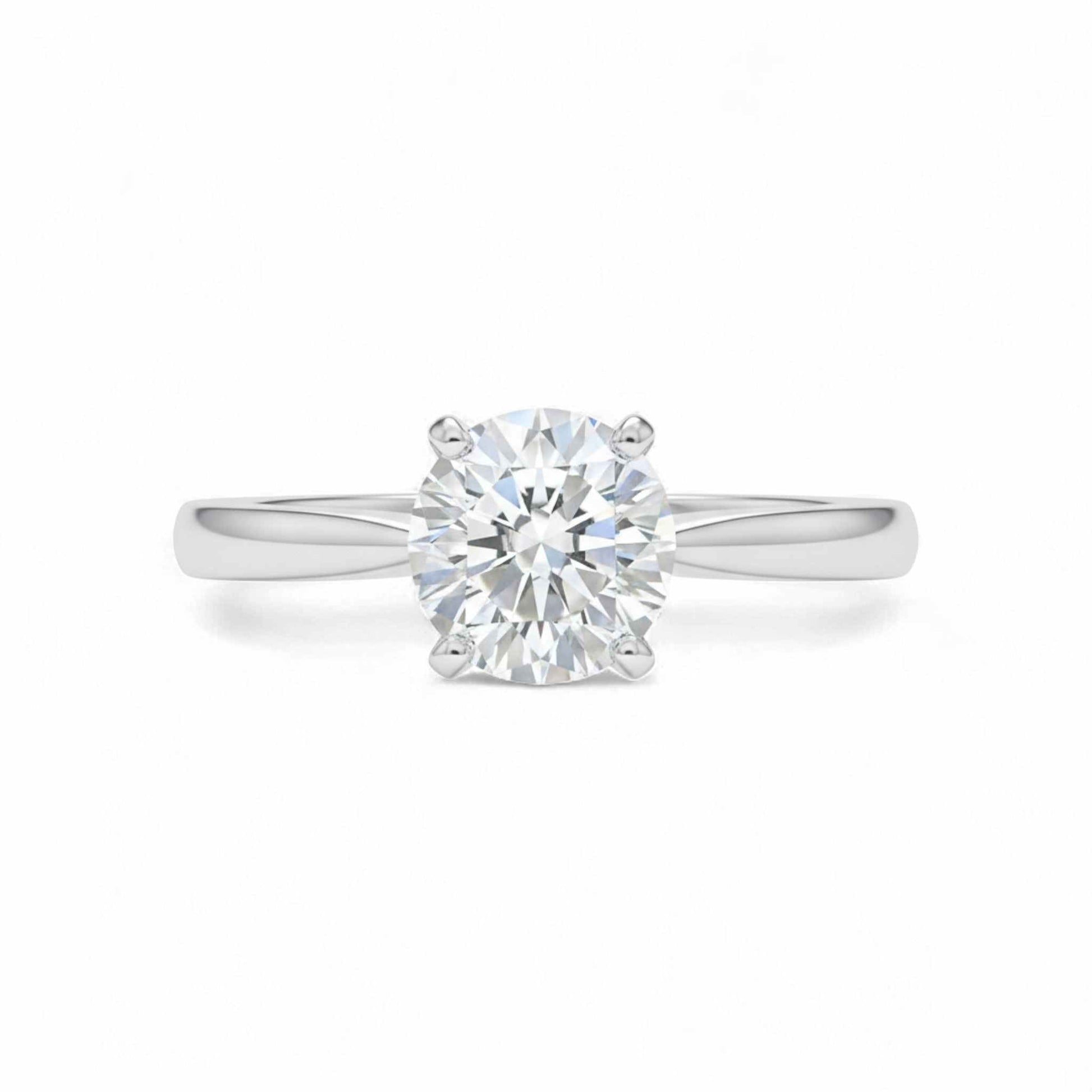 Classic Solitaire CZ Engagement Ring featuring round 5A Cubic Zirconia on 925 sterling silver band