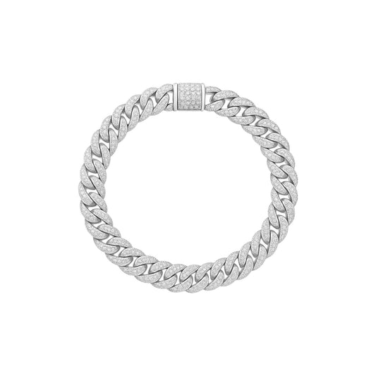 Cuban Link diamond bracelet in 18K gold with brilliant-cut diamonds, available in multiple lengths