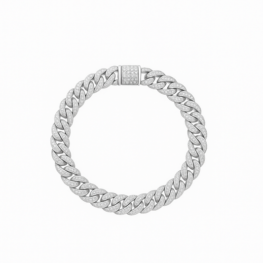 Cuban Link Diamond Bracelet in 18K Gold