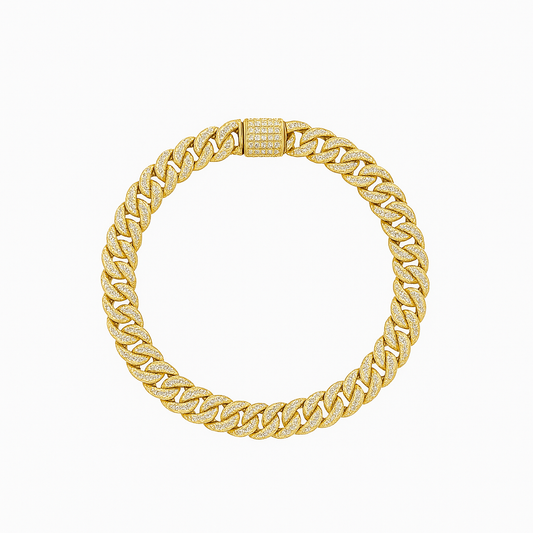 Cuban Link Diamond Bracelet in 18K Gold