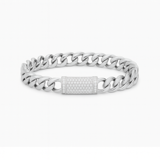Cuban Link Moissanite Bracelet in 925 Sterling Silver